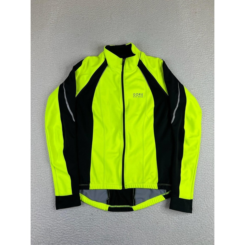 GORE Bike Wear Jacket Womens Large Yellow Windstopper Soft Shell Full Zip HiViz